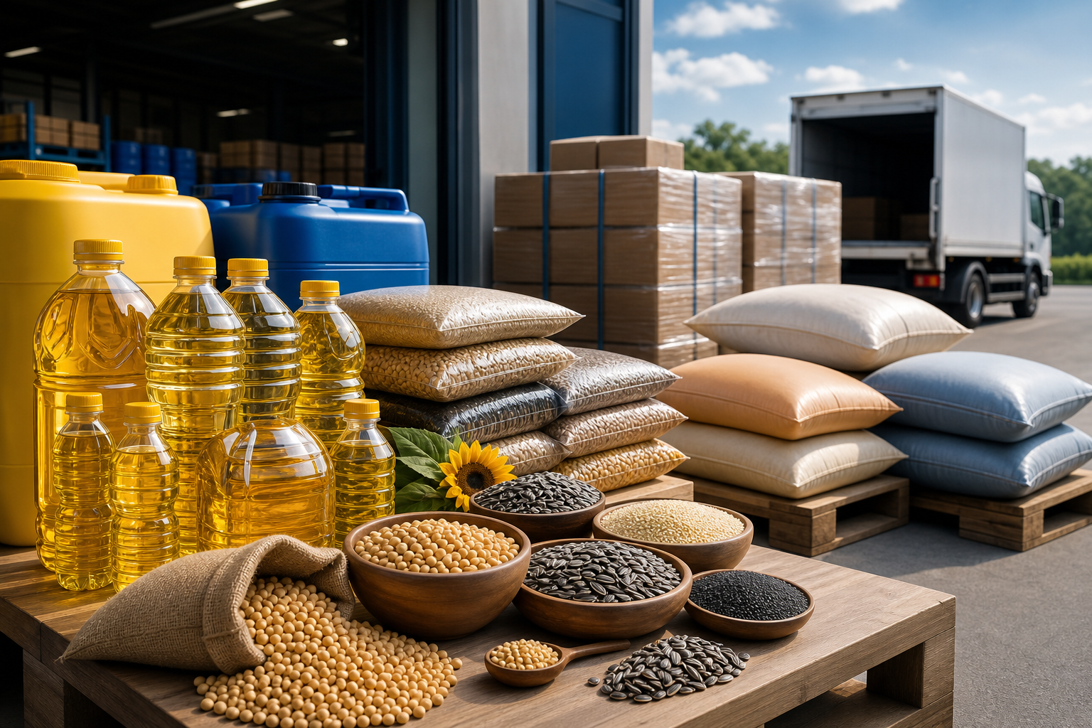 Agro products arranged for commercial distribution